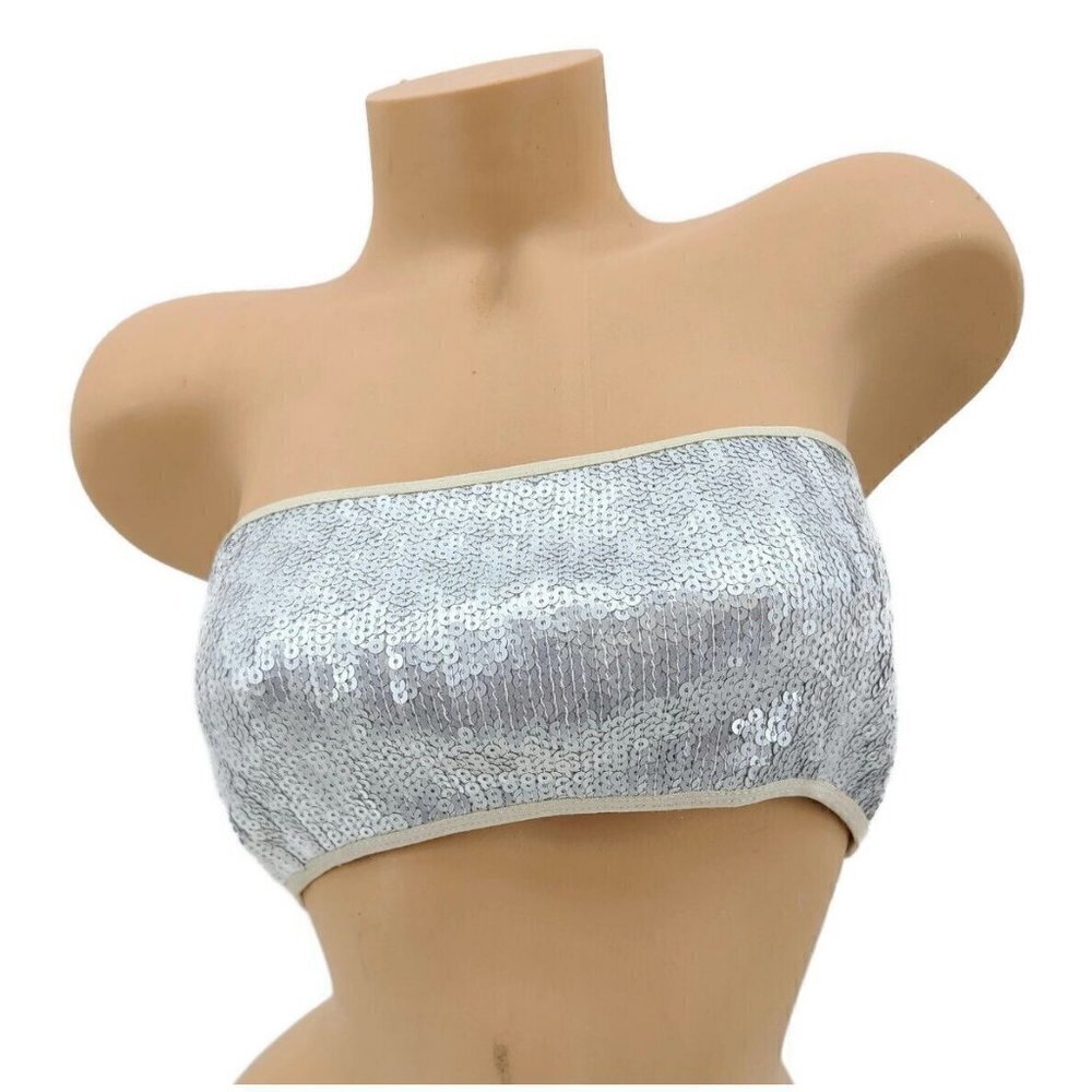 New Chan Luu Tube Top Womens Medium Silver Sequins